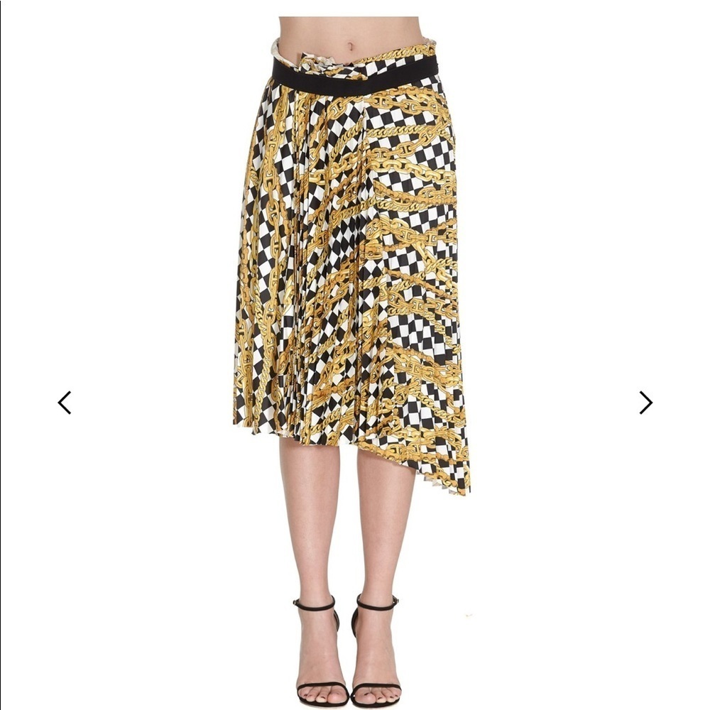 BALENCIAGA Size 34 / XS pleated printed asymmetrical crepe midi skirt